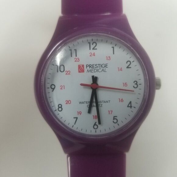 Prestige Medical Water Resistant Military Time Nursing Scrub Purple Band Watch - Picture 2 of 9
